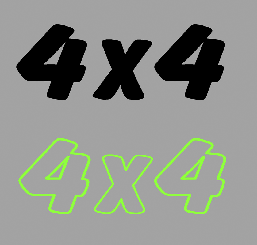 Aufkleber „4x4“, Version 2, groß, Aufkleber 4x4, Aufkleber